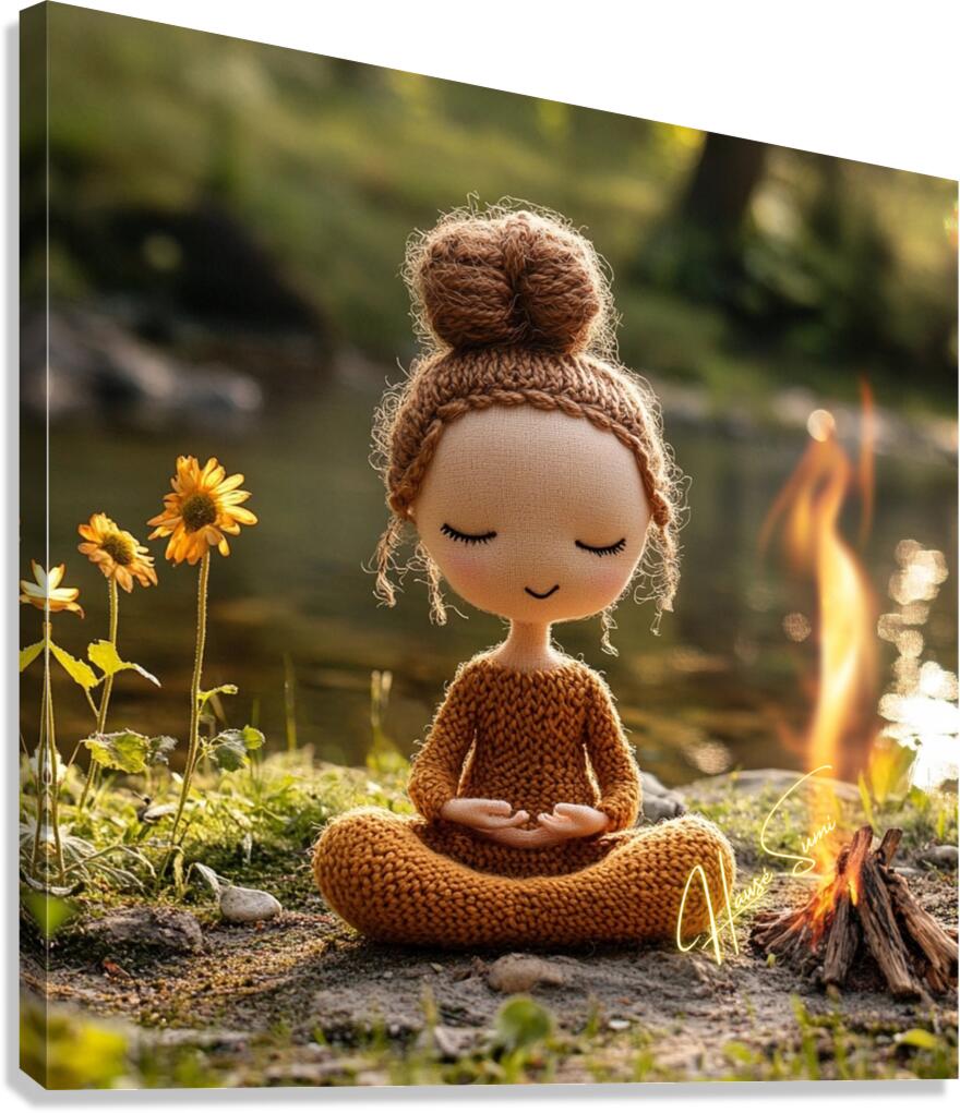 Stillness by the Fire: The Knitted Soul Canvas Print