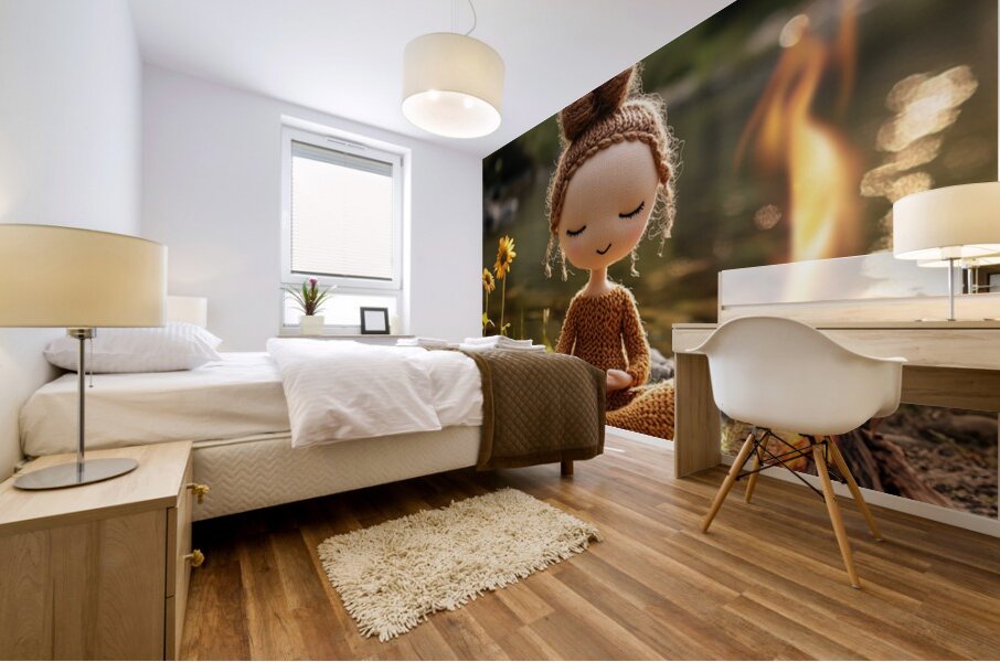 Stillness by the Fire: The Knitted Soul Mural print