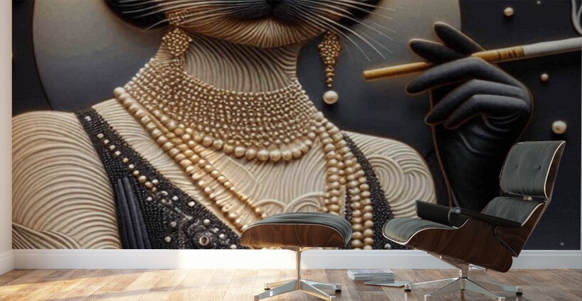The Gilded Whiskers of Mademoi Wall Murals