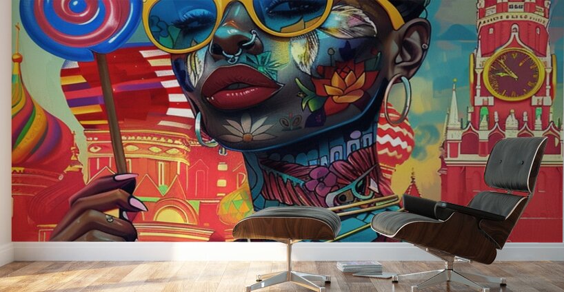 Red Square Radiance Wall Murals