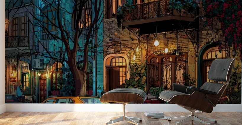 Crimson Dusk Wall Murals