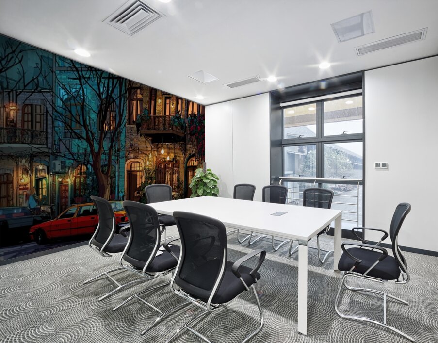 Crimson Dusk Wall Printing